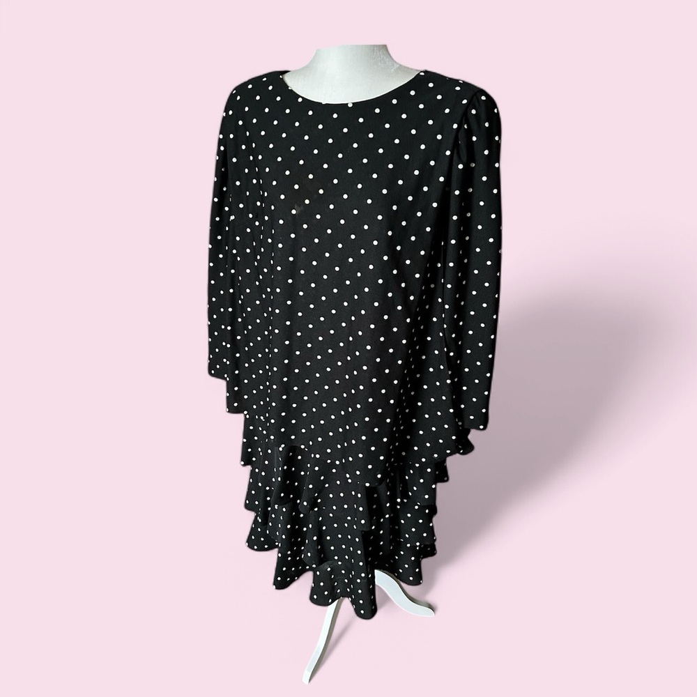 GILBERTI Black & White Polka Dot Special Event Dress! Midi. Size: 18W. $25.